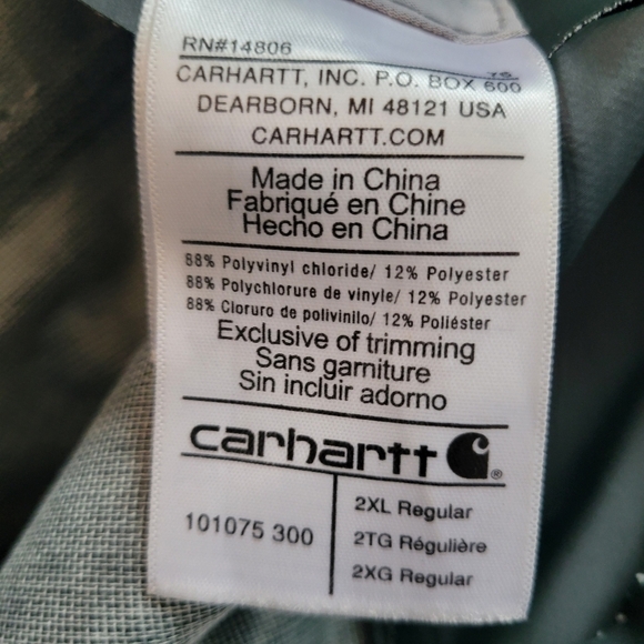 Carhartt Rain Storm Rain Jacket Green/Grey Waterproof 2XL - Picture 4 of 7